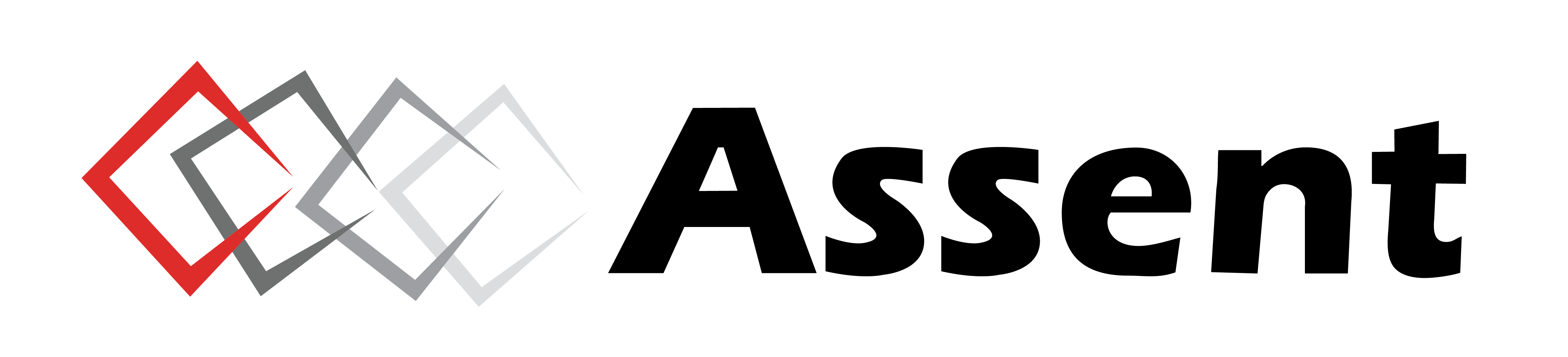 Assent Compliance horizontal color logo with geometric shapes and text, 2017 version.