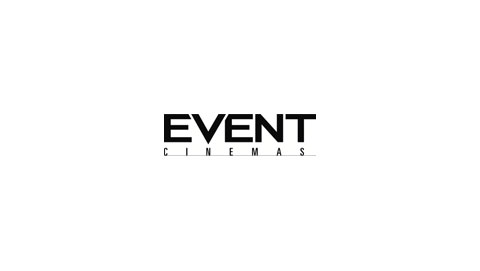The logo of Event Cinemas, featuring the word 'EVENT' in bold black letters with 'CINEMAS' written underneath in spaced-out letters on a white background.