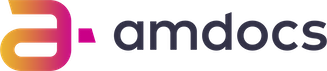 Amdocs company logo featuring a stylized 'a' with a gradient color and the word 'amdocs' in modern typography.