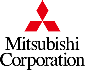 Mitsubishi Corporation logo featuring three red rhombuses arranged in a triangular formation above the company name in black text.