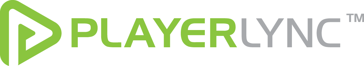 PlayerLync logo in a horizontal orientation with green and gray colors.