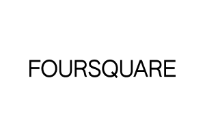 The black logo of Foursquare, featuring a bold graphic 'F' design on a white background.