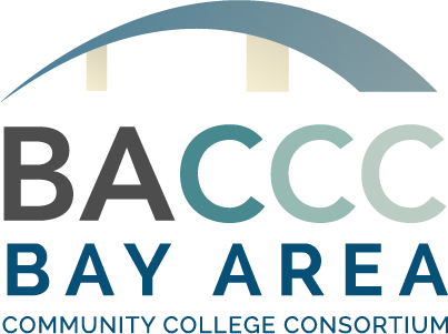 Logo for the Bay Area Community College Consortium (BACCC), featuring stylized text and an arch design above the acronym.