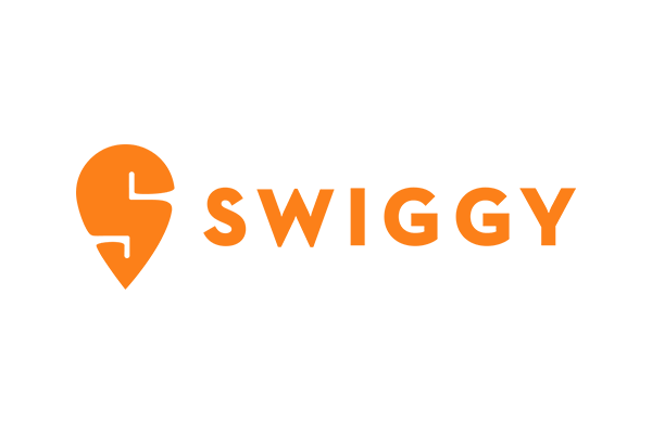 The logo of Swiggy, featuring an orange location pin with an 'S' and the text 'Swiggy' in orange letters.