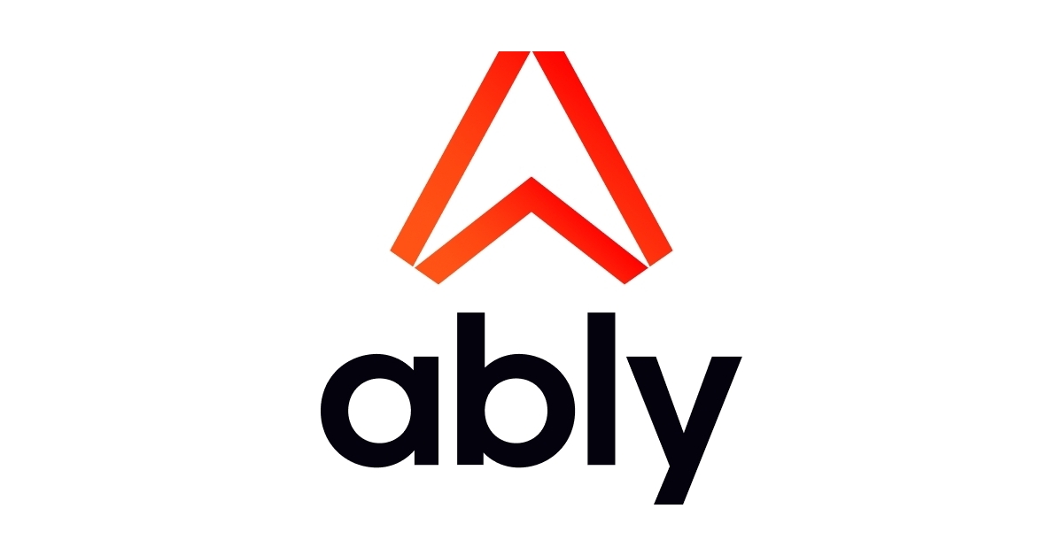Ably logo with stylized red lines above the word 'ably', stacked on a white background.