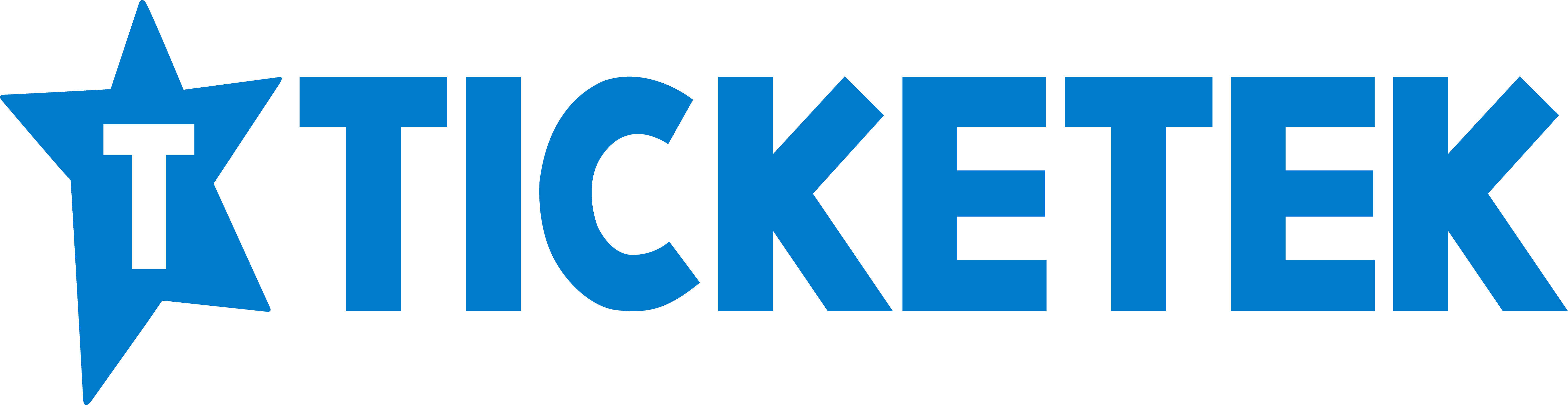 The Ticketek logo featuring bold blue text and a star with the letter T inside. Used for branding and identification purposes.