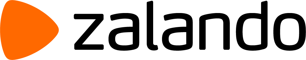 The Zalando logo featuring an orange triangular shape and the text 'zalando' in black letters.