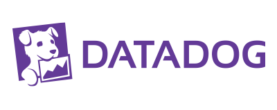 Datadog logo in purple, featuring a dog illustration and the word 'Datadog' with a chart graphic.