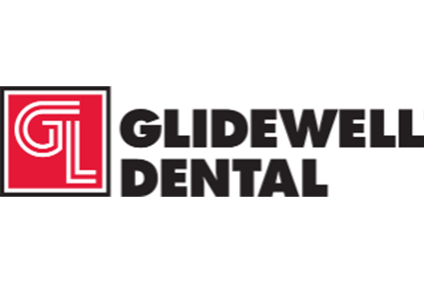 Logo of Glidewell Dental, featuring stylized letters 'GL' in a red square next to the company name in bold black text.
