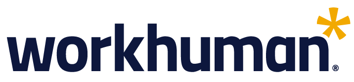 Workhuman logo in navy blue text with a gold asterisk symbol.