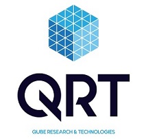 Logo of Qube Research & Technologies (QRT) featuring a geometric blue cube above bold 'QRT' letters.