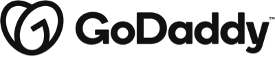 The GoDaddy logo in black, featuring the brand's stylized heart and 'GoDaddy' text.