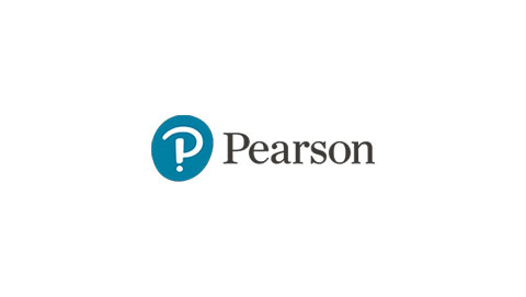 Pearson company logo with a stylized 'P' in a blue circle to the left of the text 'Pearson' on a white background.