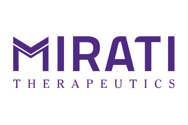 Logo of Mirati Therapeutics featuring the company name in stylized purple text on a white background.