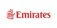 The official logo of Emirates Group in red text with Arabic calligraphy on a white background.