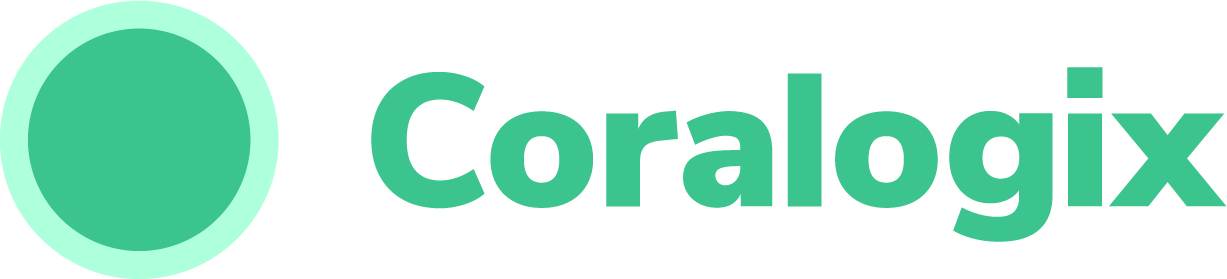 Coralogix green logo in a horizontal layout with text and circular icon.