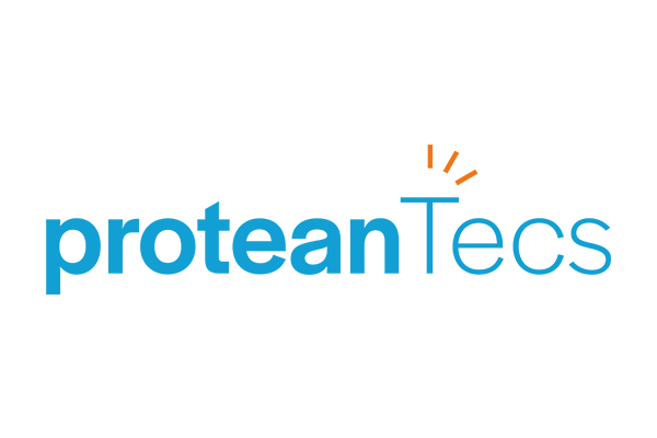 The proteanTecs company logo featuring blue and orange colors on a white background.