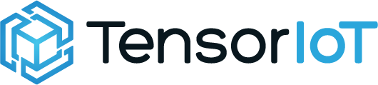 TensorIoT logo in blue and black colors, featuring a geometric icon and company name.