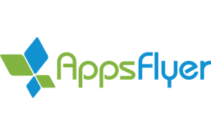The primary logo of AppsFlyer featuring the company name with a blue and green geometric icon.
