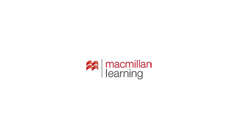 The Macmillan Learning logo features a red and grey color scheme with the company name 'macmillan learning' and a stylized icon on a white background.
