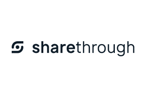 Sharethrough logo with stylized text on a transparent background.