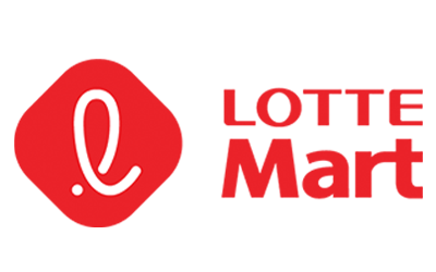 Lotte Mart logo displayed on a red background.