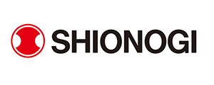 Shionogi company logo featuring a red circular symbol and the text 'SHIONOGI' in black.
