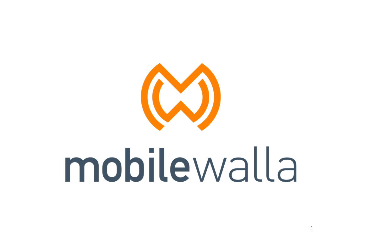 The Mobilewalla logo featuring an abstract orange 'M' symbol above the word 'mobilewalla' in black text on a transparent background.