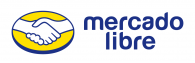 The logo of Mercado Libre, featuring a yellow oval with two hands shaking and the words 'mercado libre' to the right.