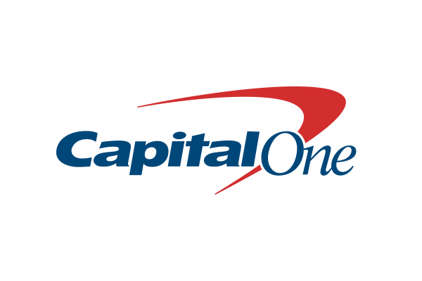 The Capital One logo featuring the company name with a red swoosh design above the text.
