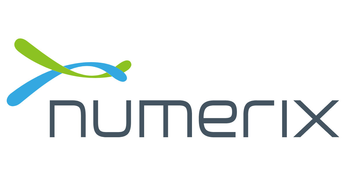 Numerix logo in blue and green on a white background