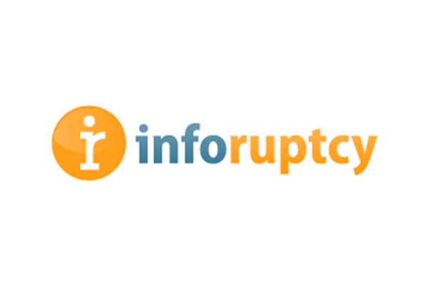 Inforuptcy logo with orange and blue text and an orange icon featuring a stylized 'i'.