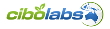 Logo for Cibo Labs featuring stylized text and a globe highlighting Australia.