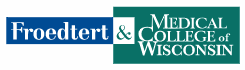 Logo of Froedtert & Medical College of Wisconsin, featuring the institution's name in blue and green rectangular blocks.
