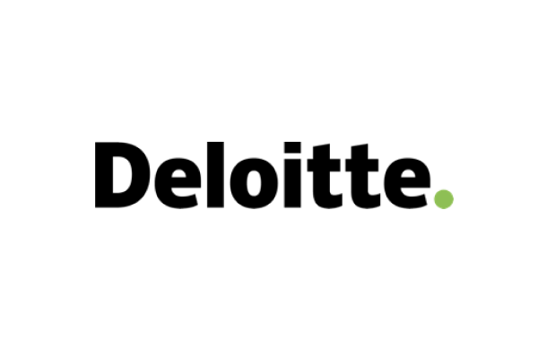 Deloitte company logo with black text and a small green dot on a transparent background.