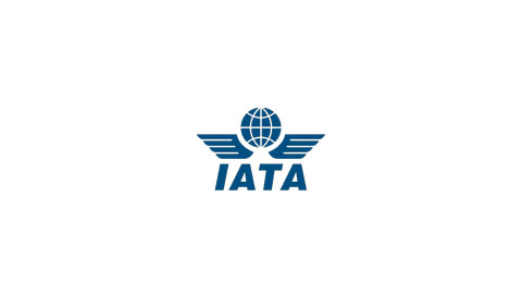 The logo of IATA (International Air Transport Association) featuring a globe with wings design and the letters 'IATA' underneath, centered on a white background.