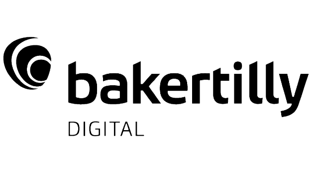 Bakertilly Digital logo in black and white with abstract icon and stylized text.