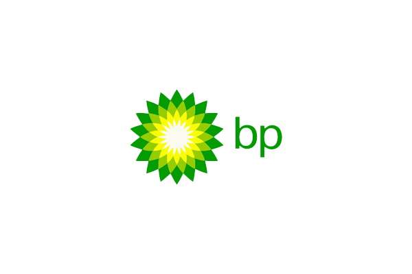 BP logo featuring a green and yellow sunburst flower design with 'bp' text on a white background.