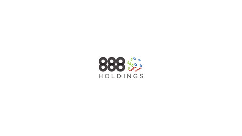 The logo of 888 Holdings, featuring the company name and a modern, abstract graphic element on a white background.