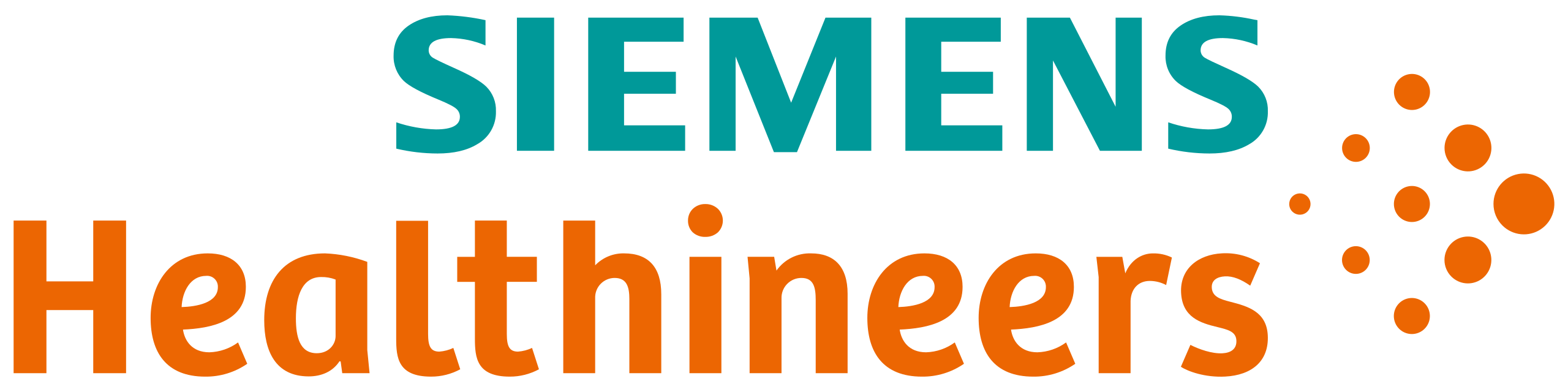 The Siemens Healthineers logo featuring the company name in teal and orange text with an orange dot design to the right.
