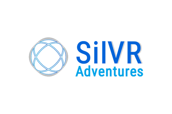 Logo for SilVR Adventures, featuring a circular design with intersecting lines and the company name in blue text.