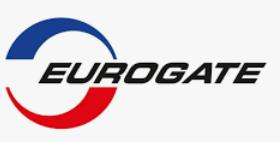 Eurogate logo featuring a red and blue circular design with black text on a white background.