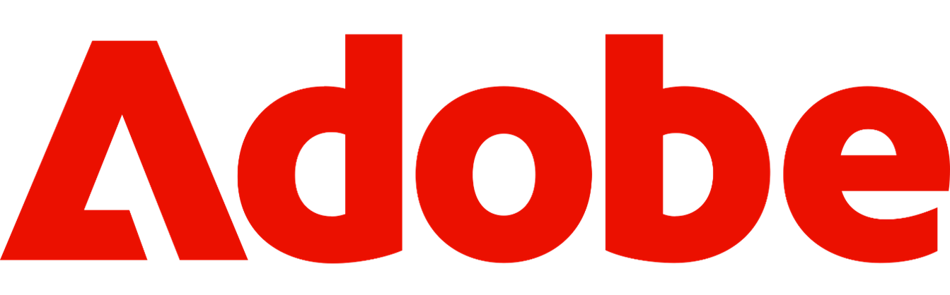 The Adobe company logo in bold red letters on a transparent background.