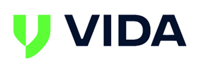 The VIDA logo featuring a stylized green emblem and the word VIDA in bold black text.