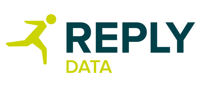 Logo for Data Reply featuring a stylized running figure and the text 'REPLY DATA'.