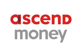 Ascend Money company logo showing the words 'ascend money' in red and gray text on a white background.