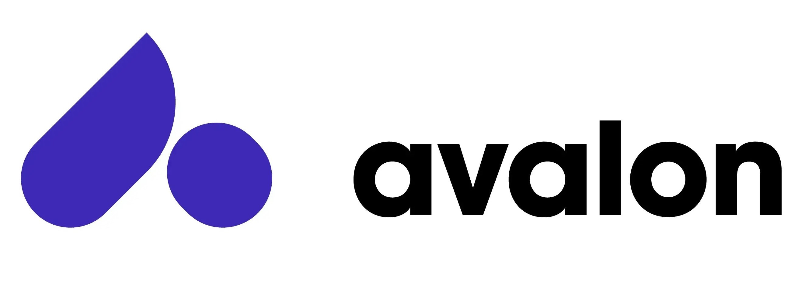 Avalon logo with a bold blue abstract icon and the word 'avalon' in black text on a white background.