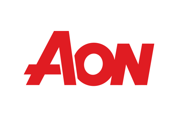 Aon logo in red on a transparent background
