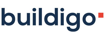Buildigo company logo with dark blue text and a red accent on the right side.