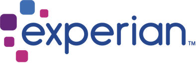 The Experian logo featuring stylized text and colorful square dot elements.